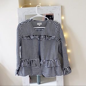 LOFT RUFFLE FLARE ARMS STRIPED LIGHT JACKET SMALL